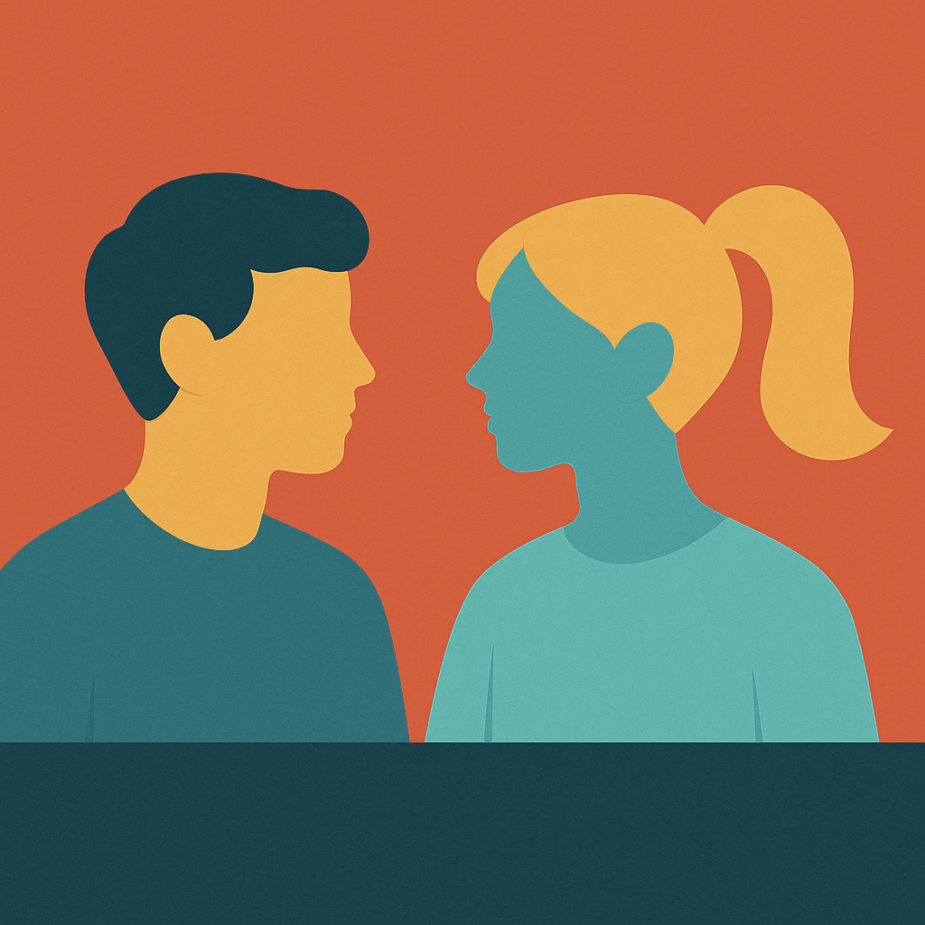 Icon of two people facing each other.