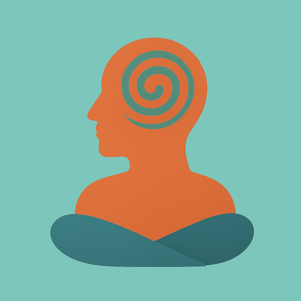 Icon of a head with a swirl in the middle.